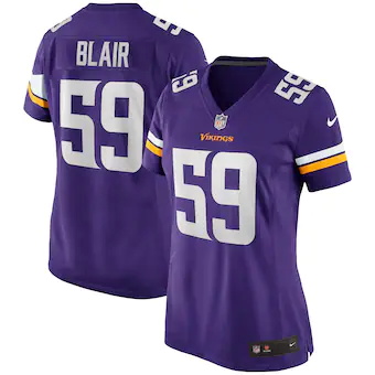 womens nike matt blair purple minnesota vikings game retire